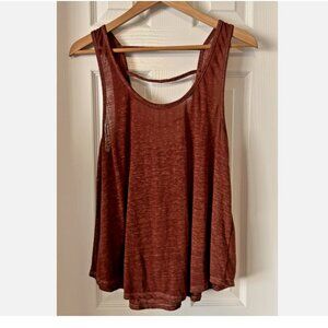 American Eagle Burnt Rust Strappy Back Thin Tank Top Size L Sheer